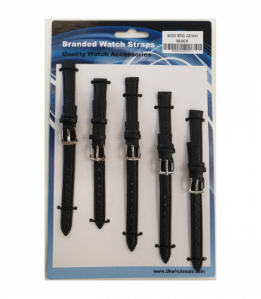 Black Leather Watch Straps Pk5 size 12mm 1015BK