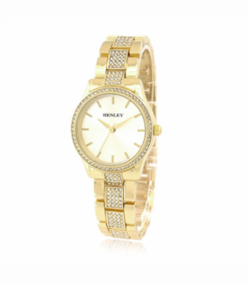 Henley Ladies Fashion Bling Silver Dial & Gold Bracelet Watch H07343