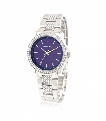 Henley Ladies Fashion Bling Blue Dial & Silver Bracelet Watch H07342