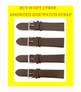 Genuine Dark Brown Leather WATCH STRAP BUY 10 GET 2 FREE ASSORTED SIZE 20mm-22MM