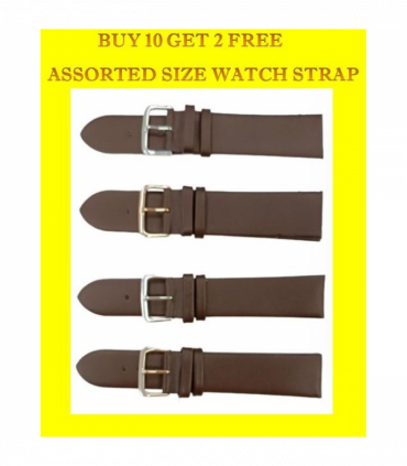 Genuine Dark Brown Leather WATCH STRAP BUY 10 GET 2 FREE ASSORTED SIZE 20mm-22MM