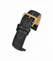 Black Padded Crocodile Grain Leather Watch Strap 14mm