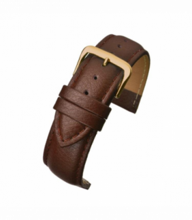 Brown Padded Buffalo Grain Leather Watch Strap 20mm