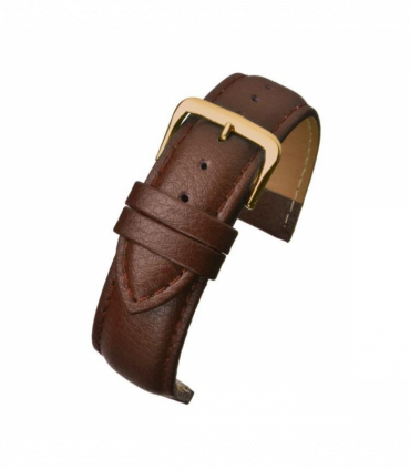 Brown Padded Buffalo Grain Leather Watch Strap 20mm