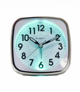 Wm Widdop Square Alarm Clock - Sweep/Light/Snooze - White