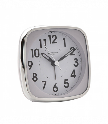 Wm Widdop Square Alarm Clock - Sweep/Light/Snooze - White