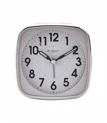 Wm Widdop Square Alarm Clock - Sweep/Light/Snooze - White
