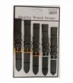 1555.05BK 22MM 2X Extra Long Black Leather Watch Straps Pack of 5