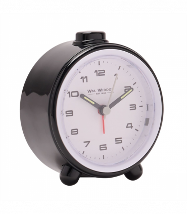 Wm.Widdop Round  Alarm Clock Sweep Movement & Snooze - Black & White