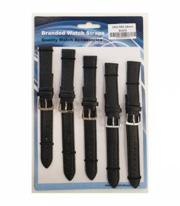 Black Leather Watch Straps Pk5 size 18mm 1015BK