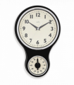 Acctim Kitchen Time 20cm Timer Quartz Retro Style Domed Glass Lens Black Wall Clock 21593
