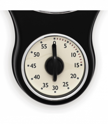 Acctim Kitchen Time 20cm Timer Quartz Retro Style Domed Glass Lens Black Wall Clock 21593