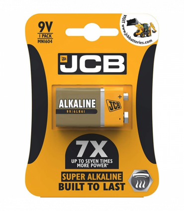 JCB PP3 Size  Super Alkaline Batteries 1 Per Card - Box of 10