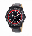 Henley Mens Satin Black Sports Coloured Stitch Multi Eye Watch Black/Red H03015.10