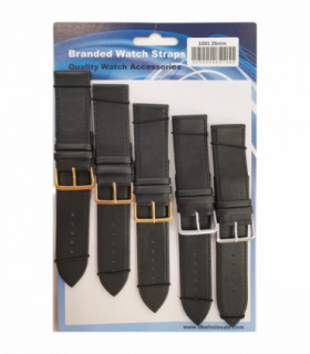 Black Leather Watch Straps Pk5 size 26mm 1001BK