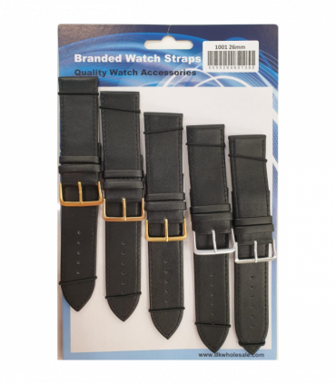 Black Leather Watch Straps Pk5 size 26mm 1001BK