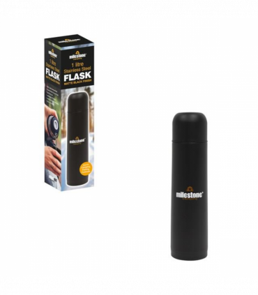 Milestone Double Walled Stainless Steel Flask 1Ltr  - Matte Black Finish