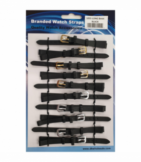 Leather Black Extra Long Watch Straps Pk10 size 8mm 1055.05