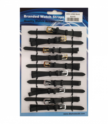 Leather Black Extra Long Watch Straps Pk10 size 8mm 1055.05