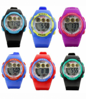 POLIT Childrens Delux Digital watch in Tin, assorted stlyes and colours varied CW-0026