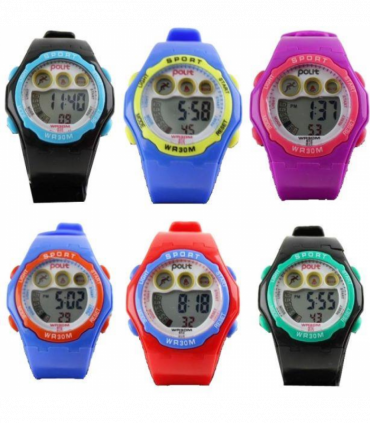 POLIT Childrens Delux Digital watch in Tin, assorted stlyes and colours varied CW-0026