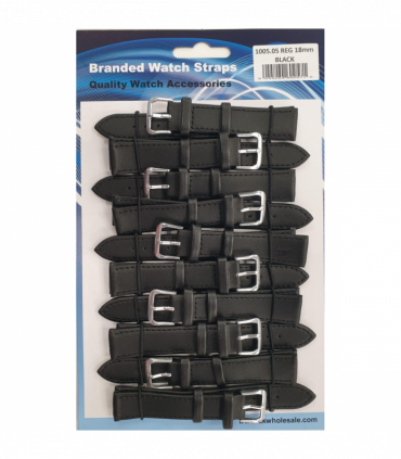 Leather Black Watch Straps Pk10 size 18mm 1005.05