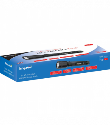 Infapower 2 x AA Aluminium Rechargeable Torch