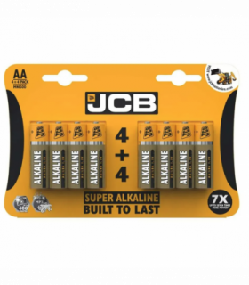 JCB AA Super Alkaline Batteries 8 Per Card - Box of 12