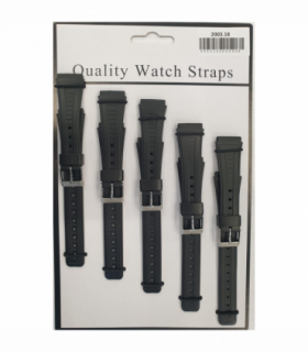 2003 5PK BLACK PU WATCH STRAPS 18mm