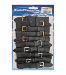 Leather Black Extra Long Watch Straps Pk10 size 22mm 1055.05