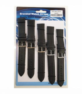 Black Leather Watch Straps Pk5 size 22mm 1015BK