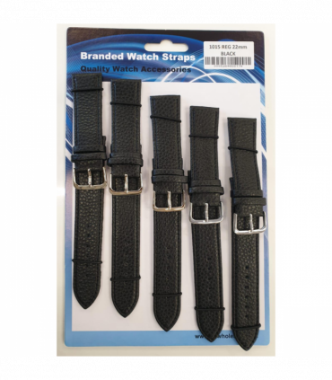 Black Leather Watch Straps Pk5 size 22mm 1015BK