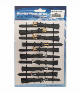 Black Leather Extra Long Watch Straps Pk10 size 10mm 1002BK
