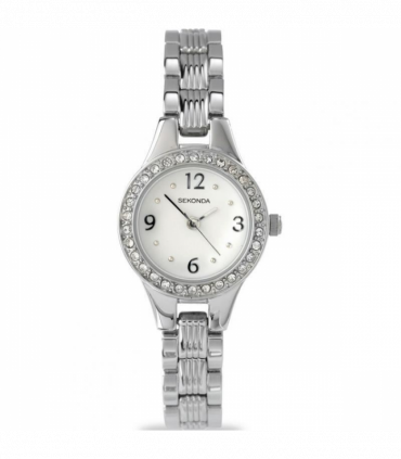 Sekonda Ladies Fashion Bling White Face Silver Bracelet Watch 4297