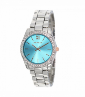Henley Ladies Diamante Bracelet Watch Silver/blue H07327.6