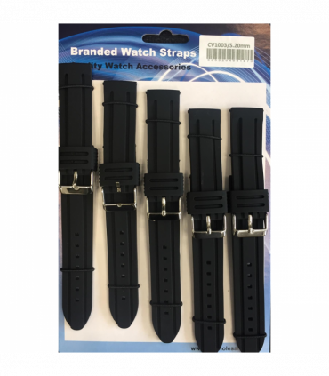 Heavy Duty rubber watch strap black (Pack of 5) CV1003-26