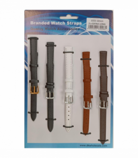 1555.05 12MM 2X Extra Long Mix Colour Leather Watch Straps Pack of 5
