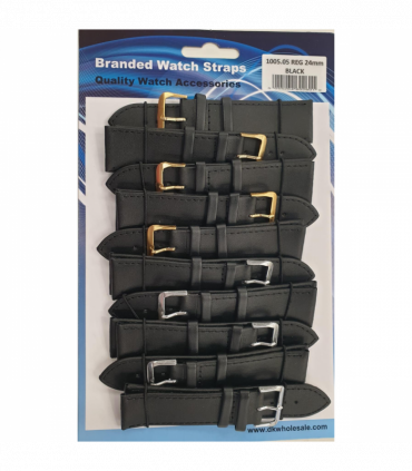 Leather Black Watch Straps Pk10 size 24mm 1005.05