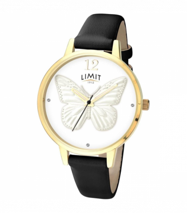 Limit Ladies Fashion Secret Garden Gold Case with White 3D Butterfly Dial Leather Strap Watch 6283