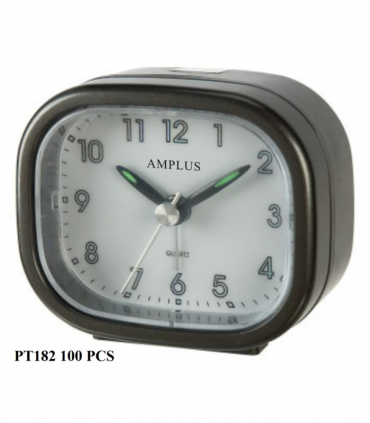 Amplus Travel White Dial Luminous Hands Dark Grey Alarm Clock PT182G