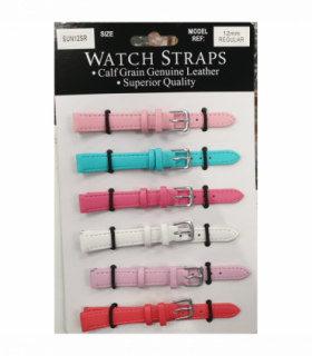 SUNSR Sun Mixed Colour Calf Leather Watch Straps Regular card of 6 - Silver Buckle