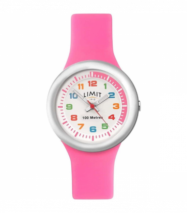 Limit Girls Analogue 100M Water Resistant, White Dial, Pink Silicone Strap Watch