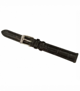 Classic Black Padded Crocodile Leather Watch Straps size 12mm