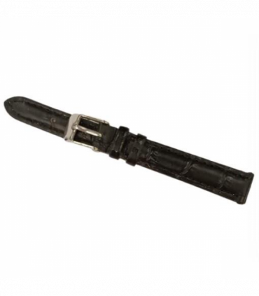 Classic Black Padded Crocodile Leather Watch Straps size 12mm