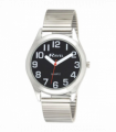 Ravel Mens  Basic Bold Easy Read Expander Bracelet Watch Black/Silver R0225