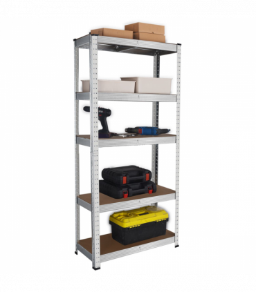 2x Heavy Duty Steel & MDF 5 Tier Galvanized Racking Shelf