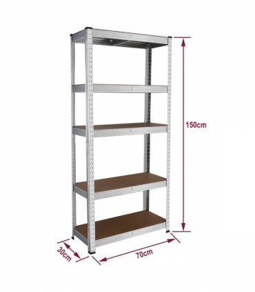 2x Heavy Duty Steel & MDF 5 Tier Galvanized Racking Shelf
