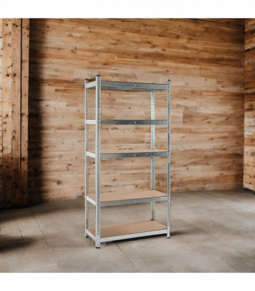 2x Heavy Duty Steel & MDF 5 Tier Galvanized Racking Shelf