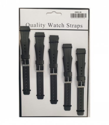 2003 5PK BLACK PU WATCH STRAPS 22mm