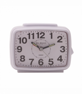 Wm.Widdop Oblong Alarm Clock Sweep Movement & Snooze - White